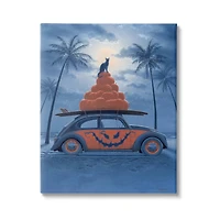 Stupell Industries Spooky Tropical Beach Pumpkin Car Canvas Wall Art