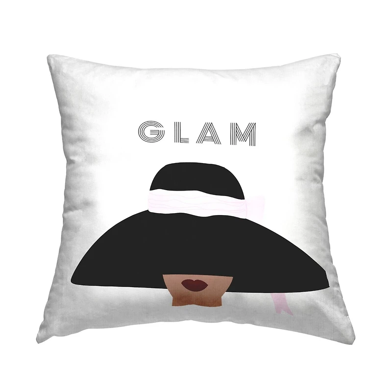 Stupell Industries Glam Text Fashionista Female Bold Sun Hat Throw Pillow 18" x 18"