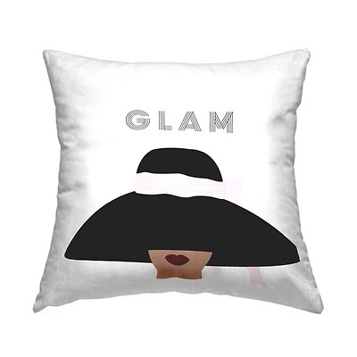 Stupell Industries Glam Text Fashionista Female Bold Sun Hat Throw Pillow 18" x 18"