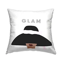 Stupell Industries Glam Text Fashionista Female Bold Sun Hat Throw Pillow 18" x 18"