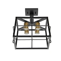 Lalia Home 12.4" Ironhouse Black 4-Light Squared Semi Flush Mount