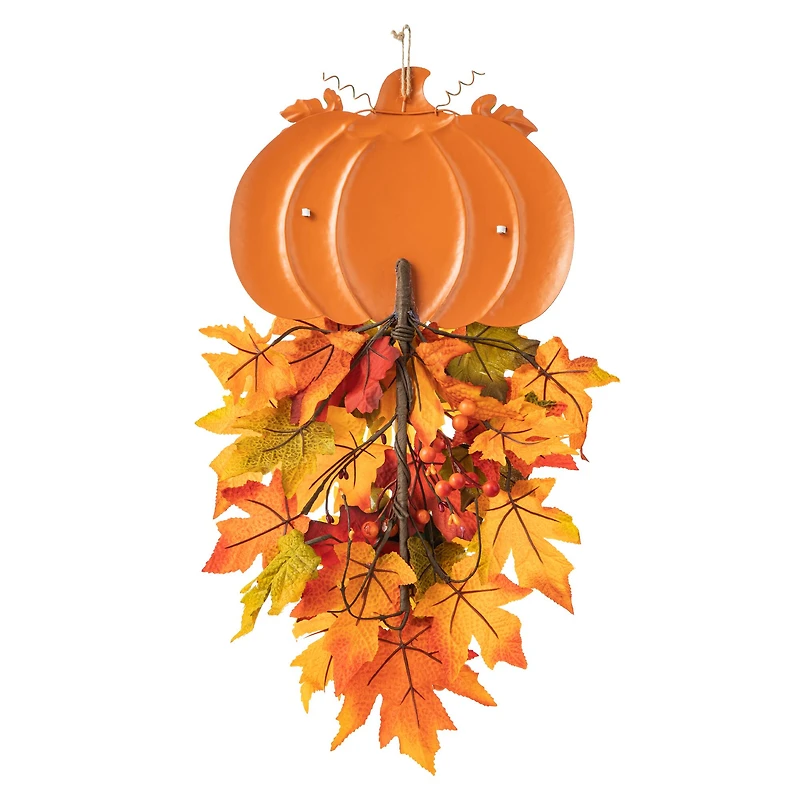 Glitzhome® 22.5" Fall Metal Pumpkin & Sunflower Wall Décor