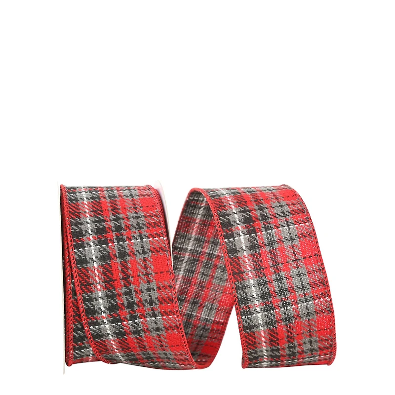 JAM Paper 2.5" x 10yd. Heavy Twill Wired Plaid Ribbon