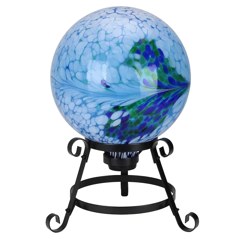 9.25" Black Scroll Designed Garden Gazing Ball Stand