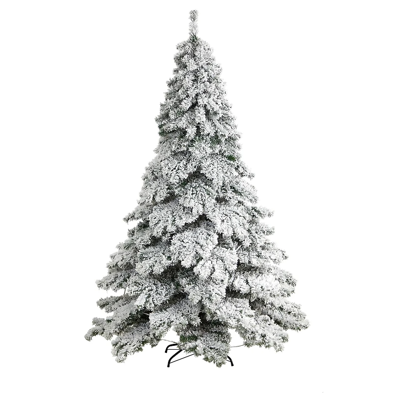 7ft. Pre-Lit Flocked Austria Fir Artificial Christmas Tree, White LED Lights