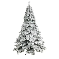 7ft. Pre-Lit Flocked Austria Fir Artificial Christmas Tree, White LED Lights