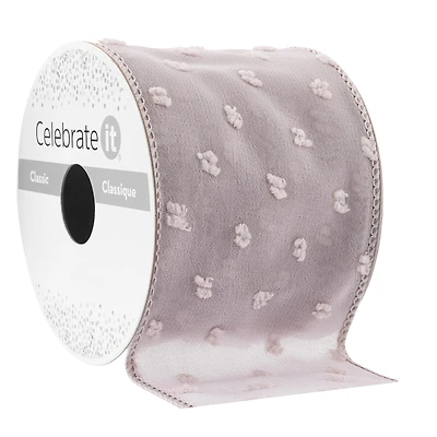 2.5" x 3yd. Crinkle Chiffon Wired Pom Pom Dot Ribbon by Celebrate It® Classic