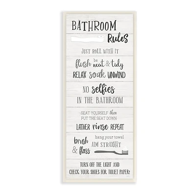 Stupell Industries Bathroom Rules Sign Toilet Paper Fun Phrases,7" x 17"
