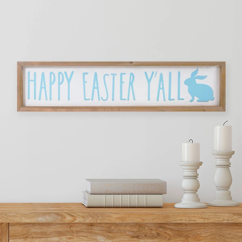 Happy Easter Y'all Spring Wooden Framed Wall Sign
