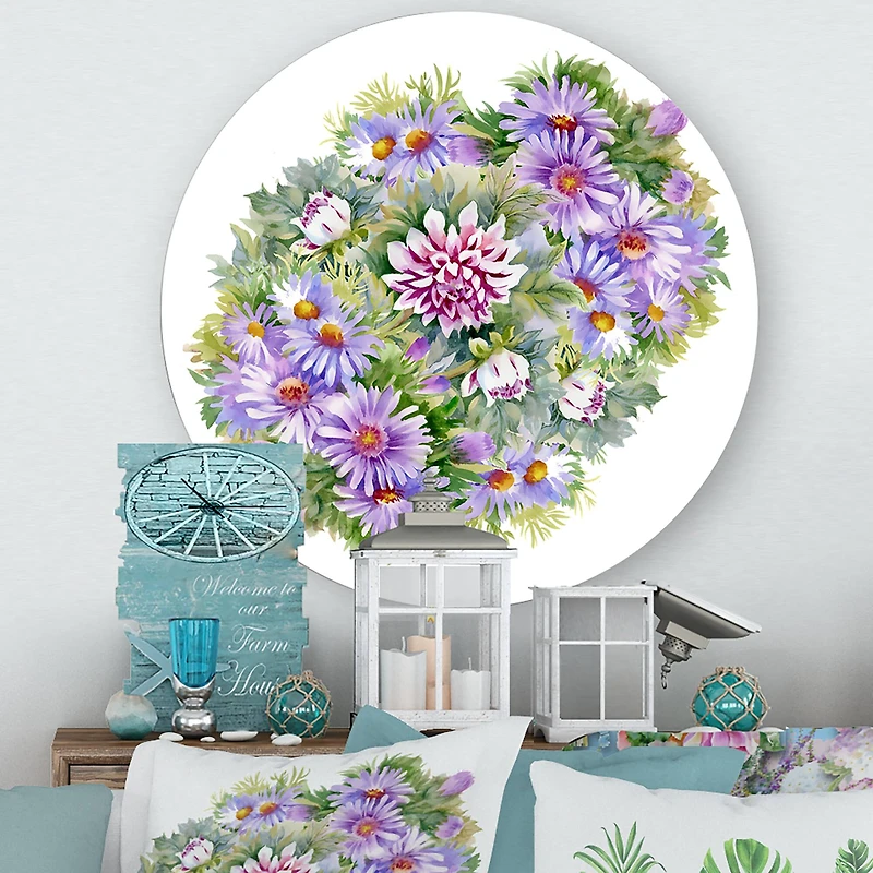 Designart - Bouquet With Purple Chrysanthemums and Daisies