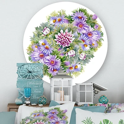 Designart - Bouquet With Purple Chrysanthemums and Daisies