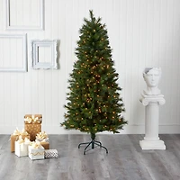 6ft. Pre-Lit West Virginia Mountain Pine Artificial Christmas Tree, Clear LED Lights