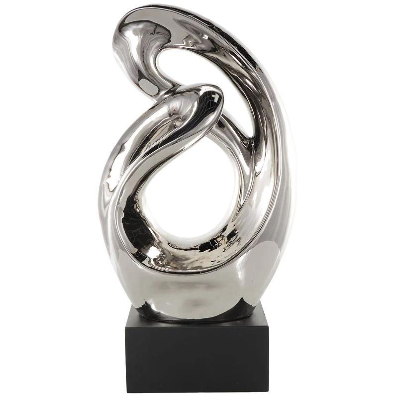 26.5" Silver Abstract Modern Ceramic Sculpture