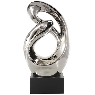 26.5" Silver Abstract Modern Ceramic Sculpture