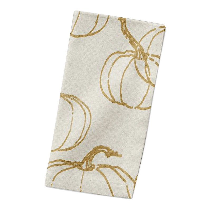 Mustard Yellow Multi Pumpkin Pattern Cotton Twill Napkin