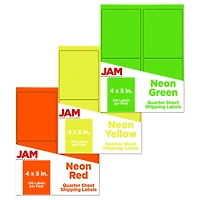 JAM Paper Extra Large Bright Neon Shipping Address Label Stickers, 360ct.