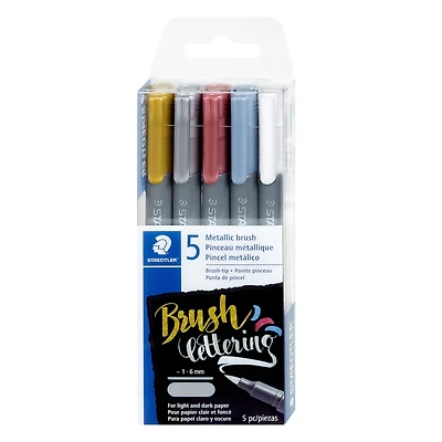 Staedtler® 5 Color Metallic Brush Marker Set