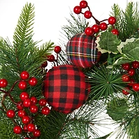 Glitzhome® 24" Pre-Lit Ornament, Berry, Holly & Pine Wreath