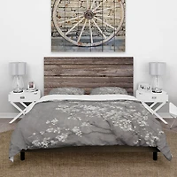 Designart 'White Cherry Blossoms II' Farmhouse Bedding Set