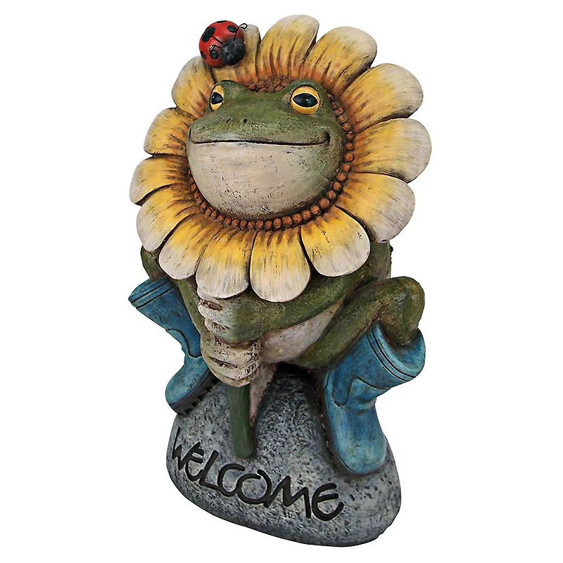 Design Toscano 11" Flowery Frog Garden Welcome Statue