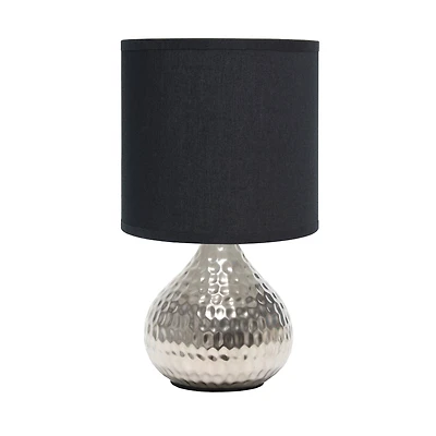 Simple Designs Hammered Silver Table Lamp