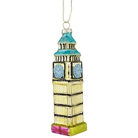 5.5" Golden Big Ben Glittered Glass Christmas Hanging Ornament