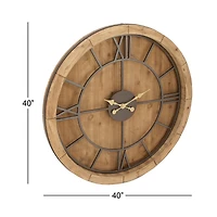 40" Brown Wood Mediterranean Wall Clock