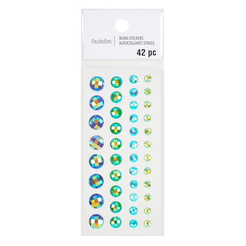 12 Pack: Blue Iridescent Gem Bling Stickers by Recollections™