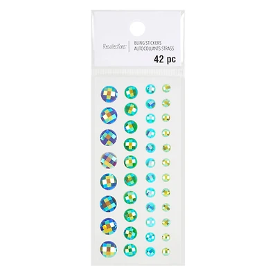 12 Pack: Blue Iridescent Gem Bling Stickers by Recollections™