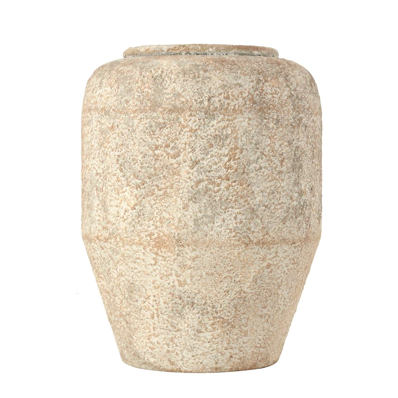 12" Beige Metal Handmade Antique Style Distressed Vase