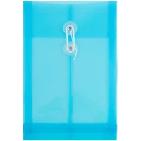 JAM Paper 6.25" x 9.25" Blue Plastic Button String Open End Envelopes, 12ct.
