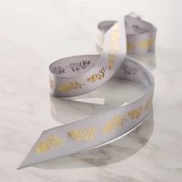 7/8" x 5yd. Satin Gold Foil Leaf Stem Ribbon by Celebrate It® Classic