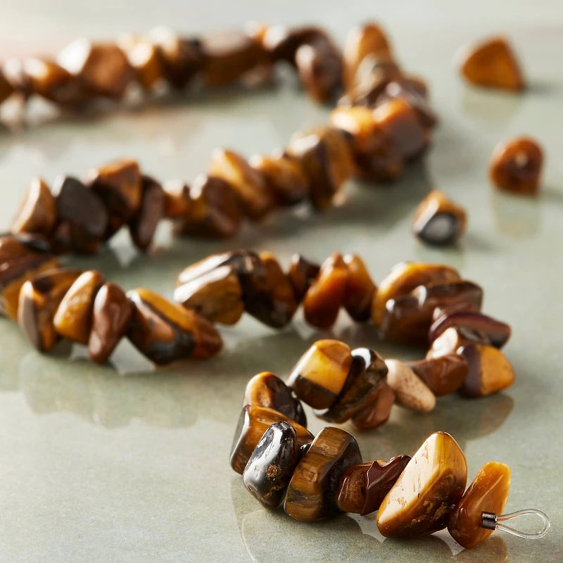12 Pack:  Tiger Eye Chip Beads, 7mm by Bead Landing™