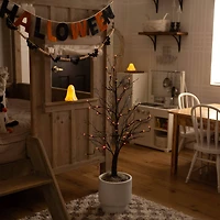 3ft. Pre-Lit Halloween Deluxe Black Twig Artificial Tree with 36 Orange & Purple LED Lights