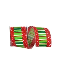 JAM Paper 2.5" x 10yd. Wired Festive Ticking With Dots Ribbon