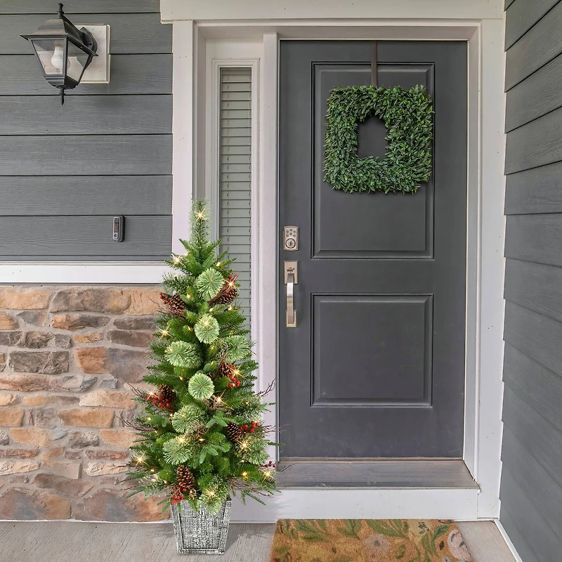 4.5ft. Pre-Lit Artificial Potted Christmas Tree, Clear Lights