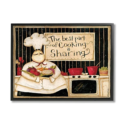 Stupell Industries Cooking Is Sharing Phrase Vintage Hefty Kitchen Chef Black Framed Wall Art