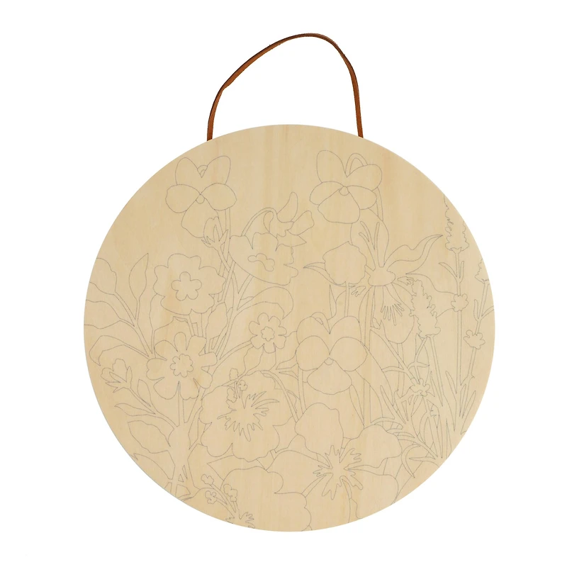 Flowers Paint-by-Number Round Plywood Surface Kit by Artist's Loft®