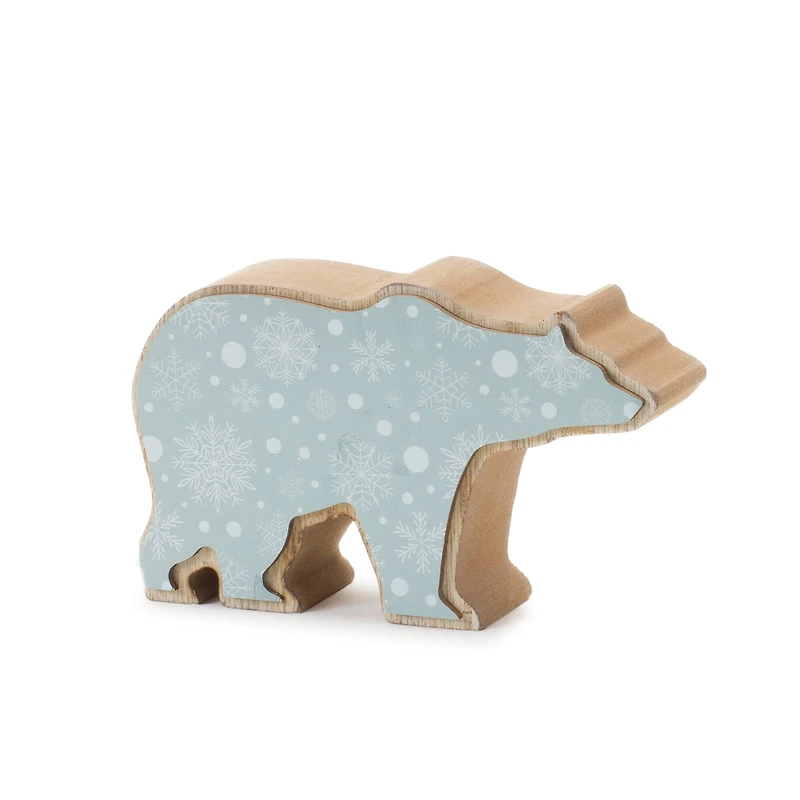 Wood Polar Bear Decor Set, 3" & 3.75"