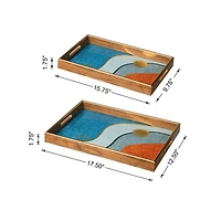 Glitzhome® Rectangle Abstract Patterned Decorative Trays Set