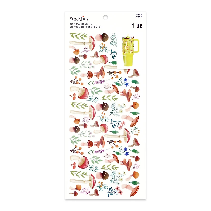 11.25" x 5" Mushrooms Cold Transfer Sticker Wrap by Recollections™