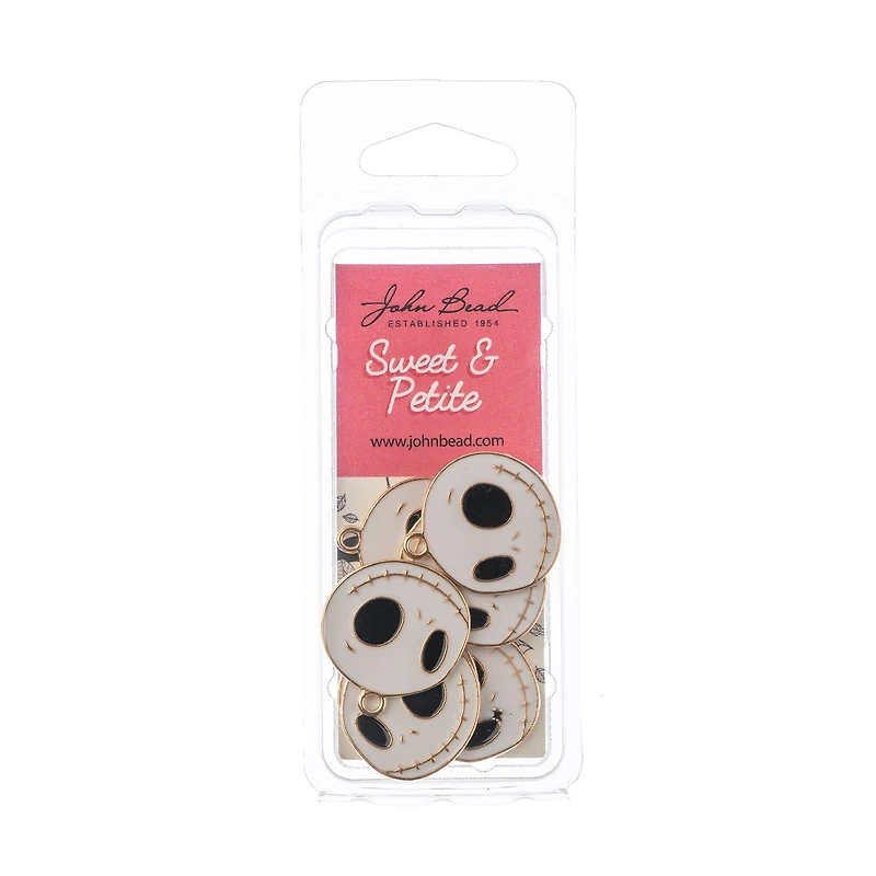 John Bead Sweet & Petite Halloween Small Happy Skeleton Ghost Face Charms, 8ct.