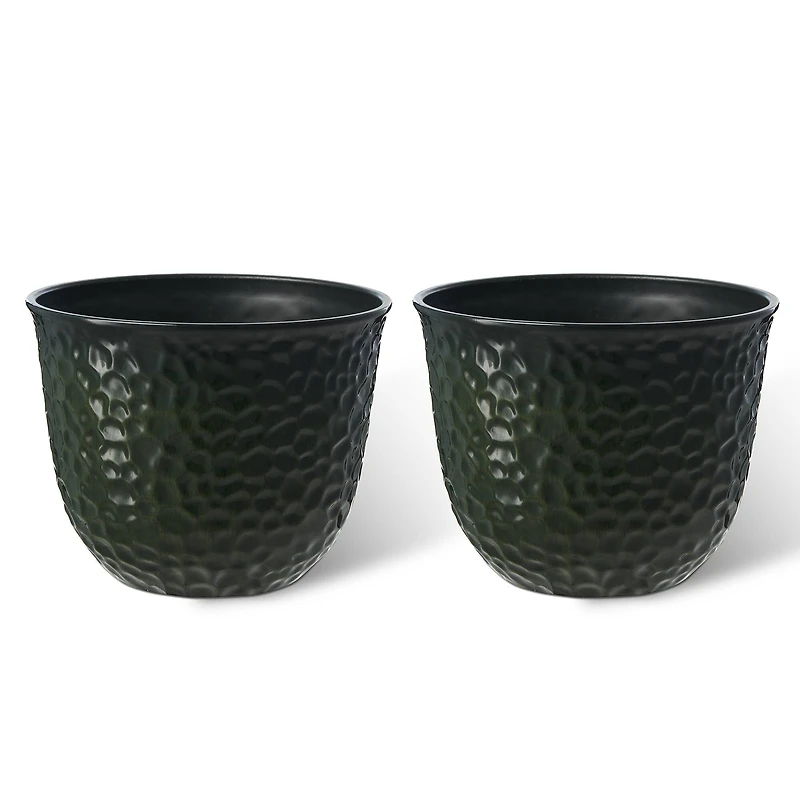 Glitzhome® 15.25" Honeycomb Textured Green Faux Ceramic Plastic Planters, 2ct.