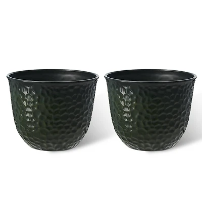 Glitzhome® 15.25" Honeycomb Textured Green Faux Ceramic Plastic Planters, 2ct.