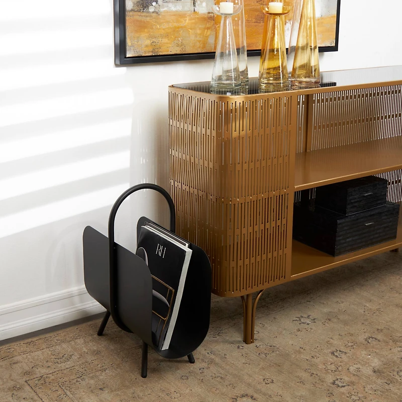 20" The Novogratz Black Metal Curved Magazine Holder