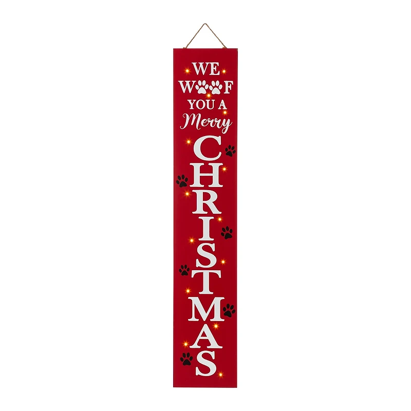 Glitzhome® 3.5ft. Lighted Dog Christmas Porch Sign with Timer