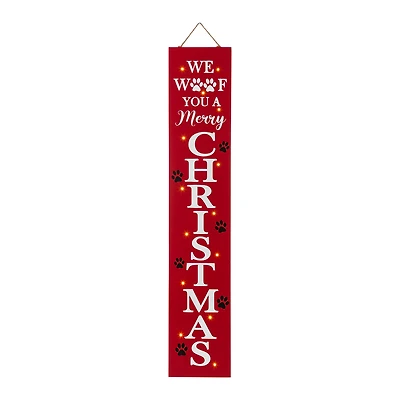 Glitzhome® 3.5ft. Lighted Dog Christmas Porch Sign with Timer