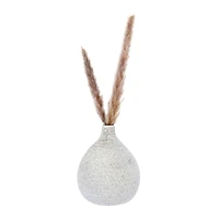 Hello Honey® White 6.7" Small Textured Terracotta Vase with Narrow Top