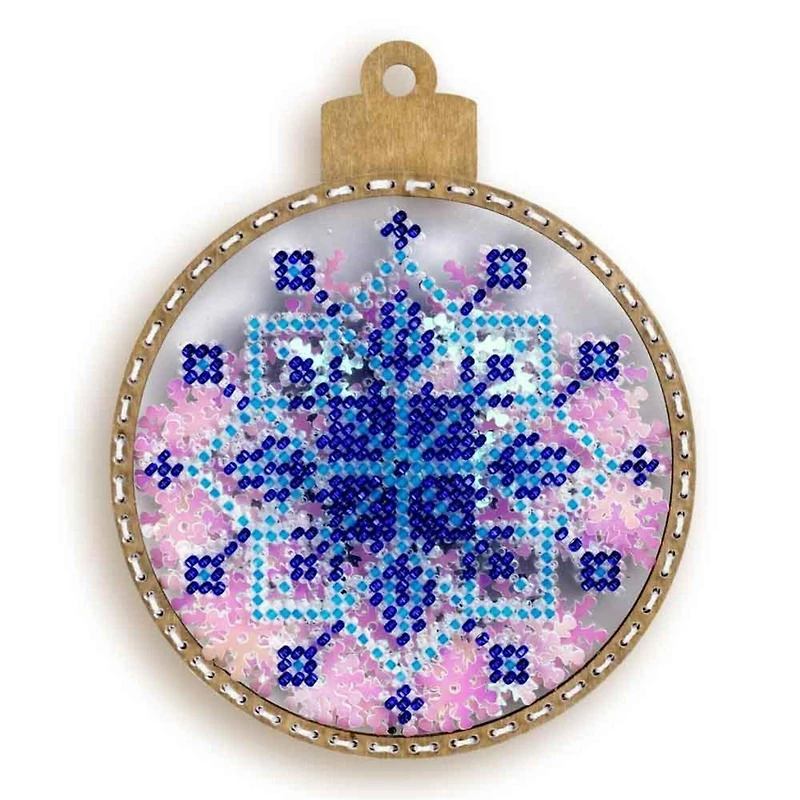 Wonderland Crafts Pink & Blue Snowflake Ball Ornament Bead Embroidery Kit
