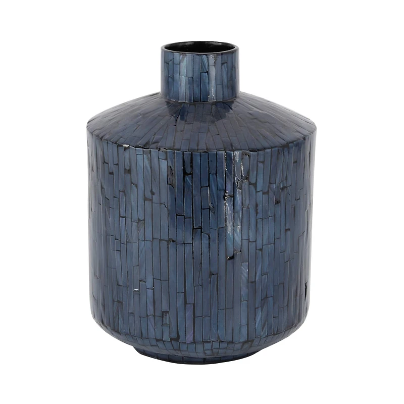 Blue Shell Contemporary Vase, 9" x 9" x 9"